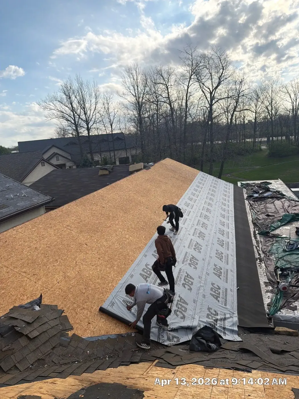 Tarping and dry-in on a McCordsville commercial roof